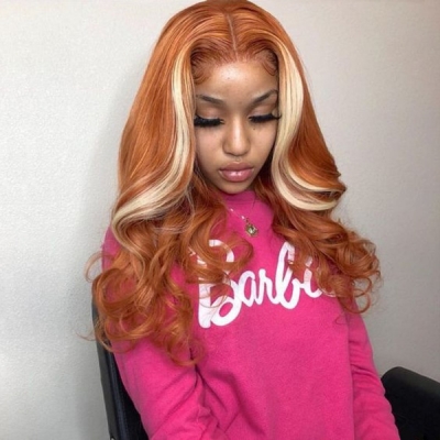 Salmon Orange Ombre Color Wavy Wig Making for 7 Workdays 613lfw-26