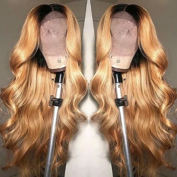 Honey Brown Ombre Color Wavy Human Hair Wig 7 Days Making 613lfw-58