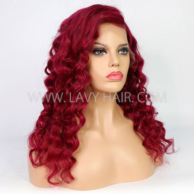7 Business Days Making Signal Red Color Wavy Virgin Hair Wig 613lfw-29A16