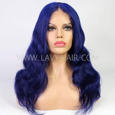 Glueless Wig Blue Color 150% Density Lace Closure Wig 7 Days Customize 613lfw-57A22
