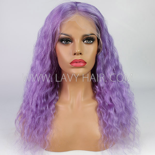 Curly Hair Light Purple Color Virgin Hair Wig For 7 Workdays Customization 613lfw-43A19