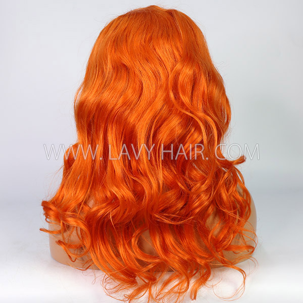Pastel Orange Color Wavy 100% Human Virgin Hair Lace Wig 613lfw-35A17