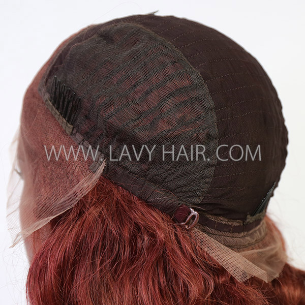 Bouncy Wave Style Indian Red Color Human Hair Wig Customize With 7 Working Days 130lfw-04A9