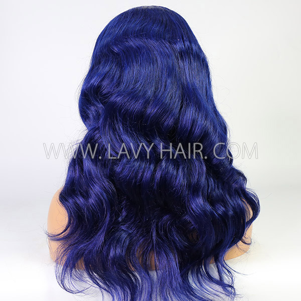 Glueless Wig Blue Color 150% Density Lace Closure Wig 7 Days Customize 613lfw-57A22