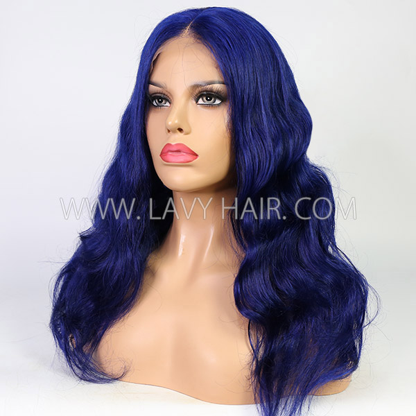 Glueless Wig Blue Color 150% Density Lace Closure Wig 7 Days Customize 613lfw-57A22