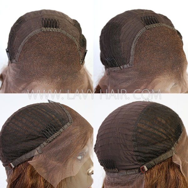 #4 Brown Color Lace Frontal Wigs 130% Density Straight Hair Human hair