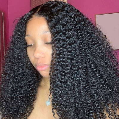 130% & 300% Density U-part Wig Kinky Curly Human Hair （leave message if need left /right side u part）