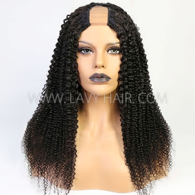 (New update)12-30 inches 150% & 200% Density U part / V part Wig Kinky Curly 100% Human Hair  Half Wig