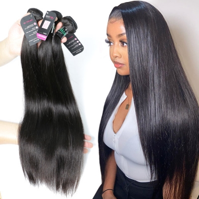 Superior Grade 3/4 Bundles Straight Virgin Human Hair Extensions Brazilian Peruvian Malaysian Indian European Cambodian Burmese Mongolian