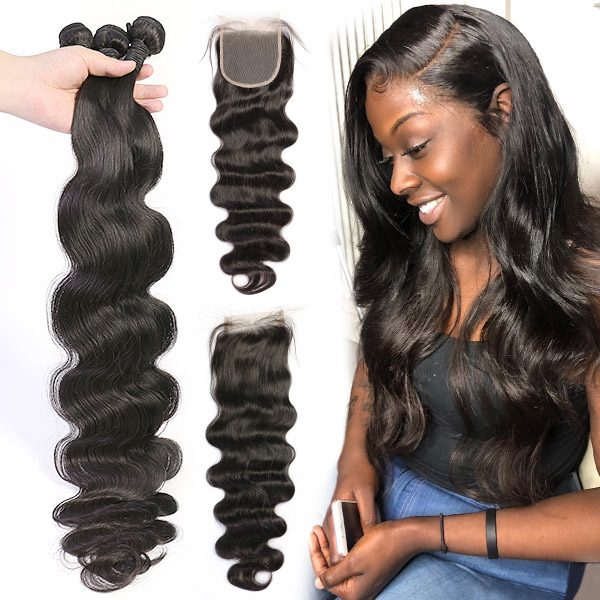 Superior Grade 3 bundles with 4*4 5*5 lace closure Deal Body wave Transparent /HD Lace Virgin Human hair Brazilian Peruvian Malaysian Indian European