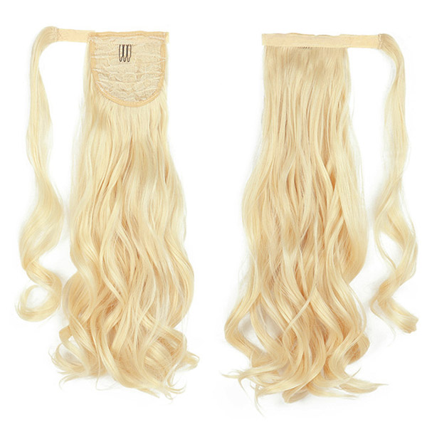 613 Blonde Color Wrap Around Drawstring Ponytail Clip-in Human Virgin Hair Extension