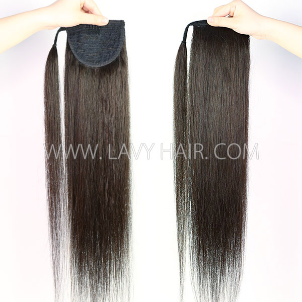 12 inch to 40 inch Straight Hair Vigorous Drawstring Ponytail and Wrap Around Ponytail Clip-in Human Virgin Hair Extension