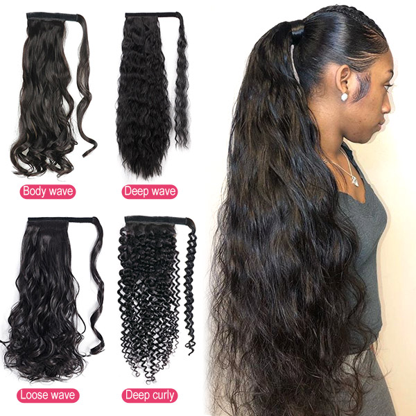 (New Update) Wrap Around Drawstring Ponytail Clip-in  Advanced Grade 12A Human Virgin Hair Straight/Wavy/Curly