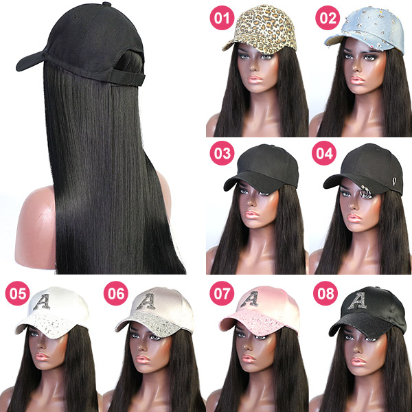 (All Texture Link) Adjustable Size Baseball Hat With Human Virgin Hair Of Different Hair Style Choice