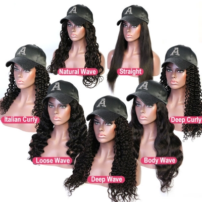 Adjustable Size Baseball Hat With Human Virgin Hair Of Different Hair Style Choice