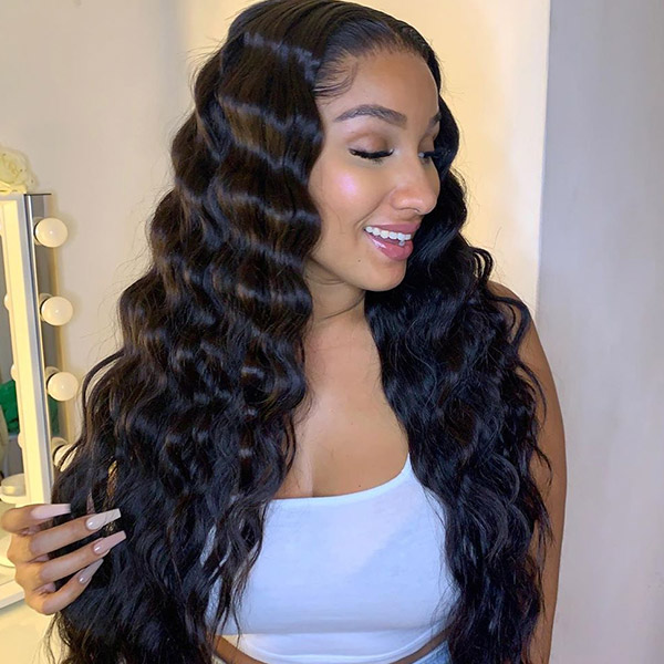 30 inches Deep Curly  13*4 Lace Frontal Wig 180% Density Pre plucked Human Virgin Hair With Elastic 
