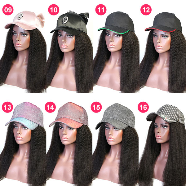 Kinky Straight & Kinky Curly Texture Human Virgin Hair With Baseball Hat Adjustable Size