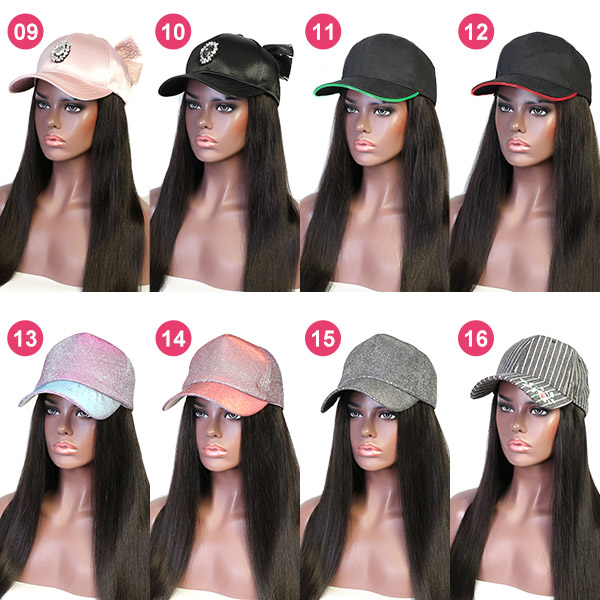 (All Texture Link) Adjustable Size Baseball Hat With Human Virgin Hair Of Different Hair Style Choice