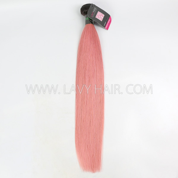 #1B/Pink Superior Grade 1 bundle Straight&body wave Human hair extensions Brazilian Peruvian Malaysian Indian European Cambodian Burmese Mongolian