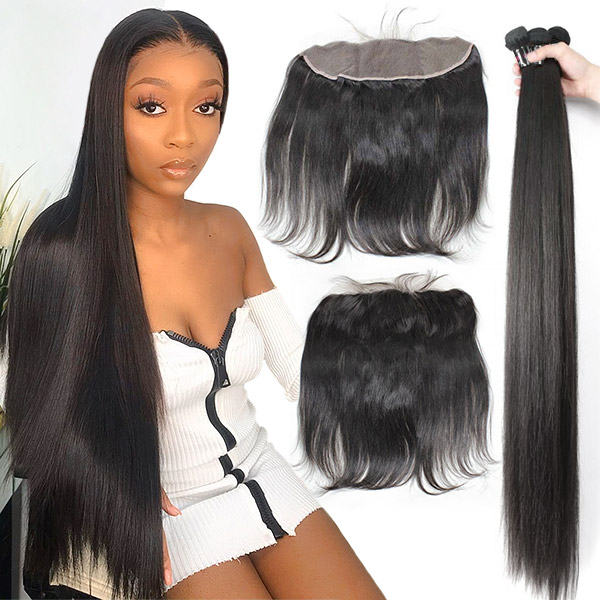 (New)Superior Grade 3 bundles with 13*4 13*6 360 lace frontal Deal HD Lace and Transparent Lace Straight Virgin Hair Brazilian Peruvian Malaysian