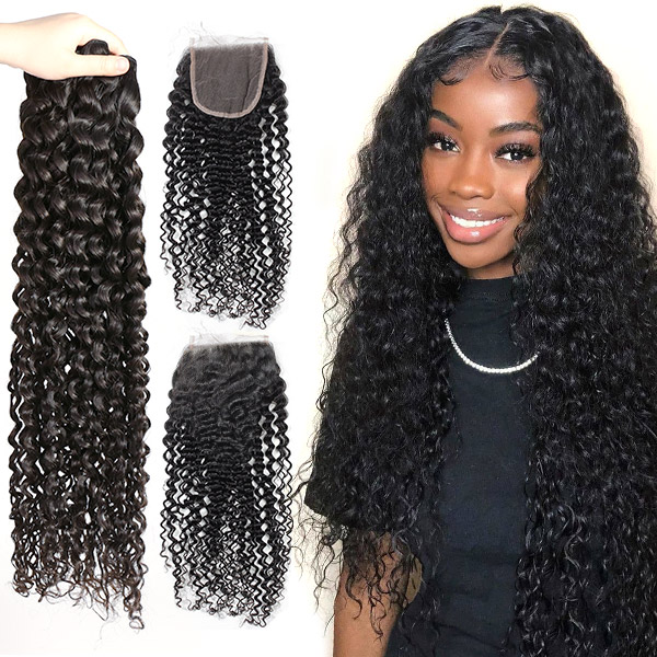 Superior Grade 3 Bundles With 4*4 5*5 Lace Closure Deal Italian Curly Transparent /HD Lace Human Hair Brazilian Peruvian Malaysian Indian