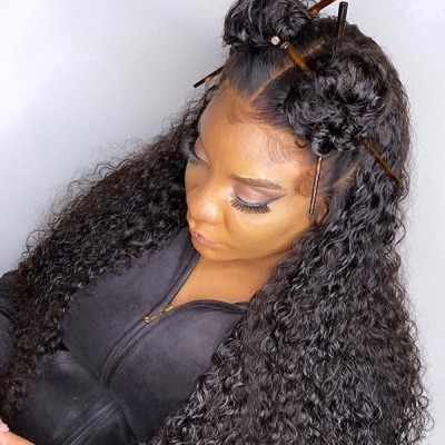 Superior Grade 3 bundles with 4*4 5*5 lace closure Deal Deep Curly Transparent /HD Lace Virgin Human hair Brazilian Peruvian Malaysian Indian