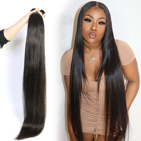 Double Drawn  Straight Virgin Human hair extensions 1 Bundle Brazilian Peruvian Malaysian Indian European Cambodian Burmese Mongolian