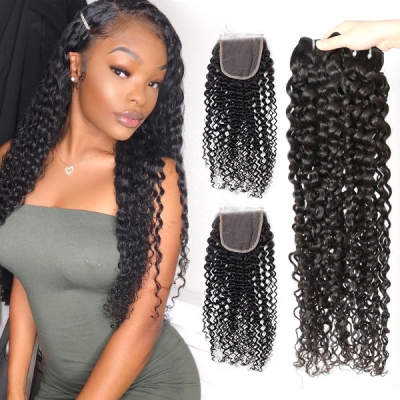 Superior Grade 3 Bundles With 4*4 5*5 Lace Closure Deal Italian Curly Transparent /HD Lace Human Hair Brazilian Peruvian Malaysian Indian