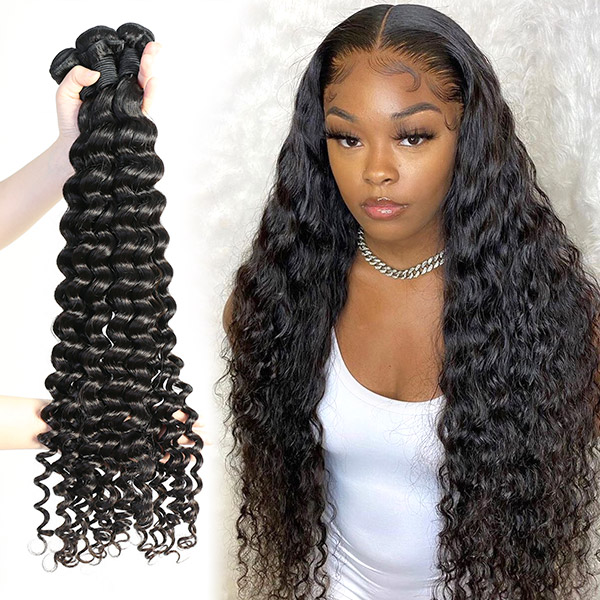 Superior Grade 3/4 bundles Deep wave Virgin Human Hair Extensions Brazilian Peruvian Malaysian Indian European Cambodian Burmese Mongolian