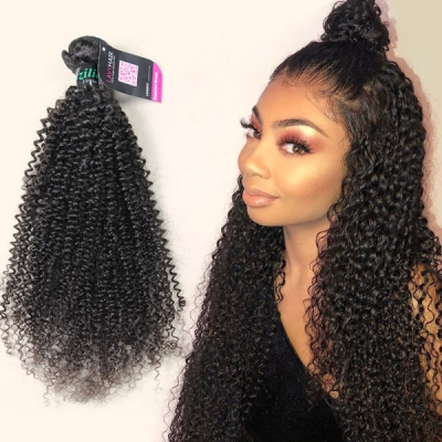 Advanced Grade 12A 1 bundle Kinky Curly Virgin Human hair extensions #1b color Brazilian Peruvian Malaysian Indian European Cambodian Burmese