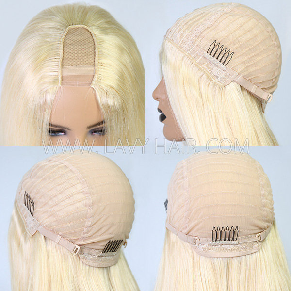 613 Blonde Color 150% & 200% & 300% Density U part Wig Straight Hair Human Hair