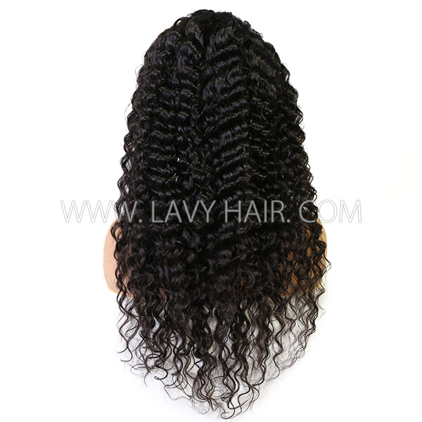 Buy One Get One Free Deep Wave 130% Density Lace Frontal Wigs Preplucked Natural Color Human hair Wet And Wavy
