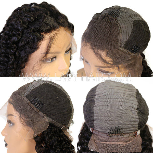 130%&180%300% Density Italian Curly Glueless 13*4 Lace Frontal Wigs Human Hair