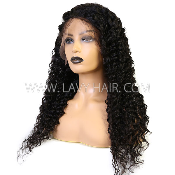 Buy One Get One Free Deep Wave 130% Density Lace Frontal Wigs Preplucked Natural Color Human hair Wet And Wavy