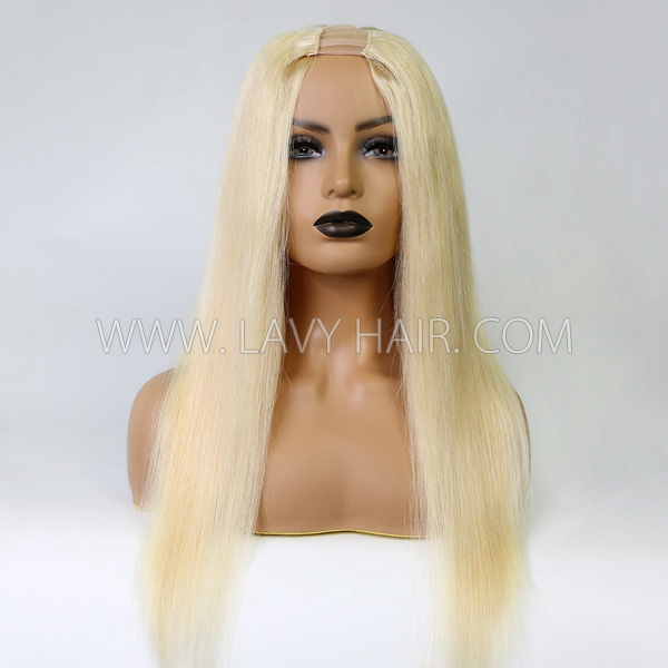 613 Blonde Color 130% & 300% Density U-part Wig Straight Hair Human Hair