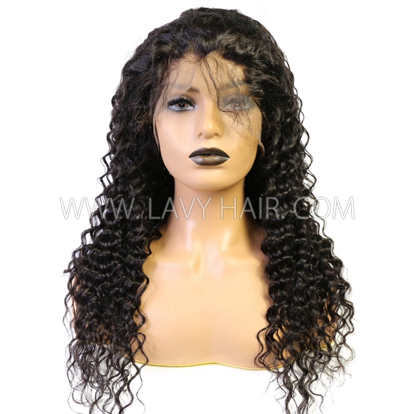 130% Density Full Lace Wigs Deep wave Human Hair Swiss Transparent Lace