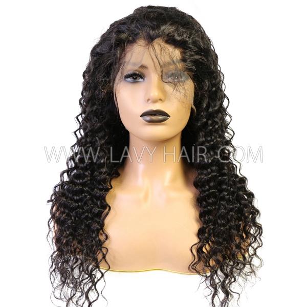 130% Density Full Lace Wigs Deep wave Human Hair Swiss Transparent Lace