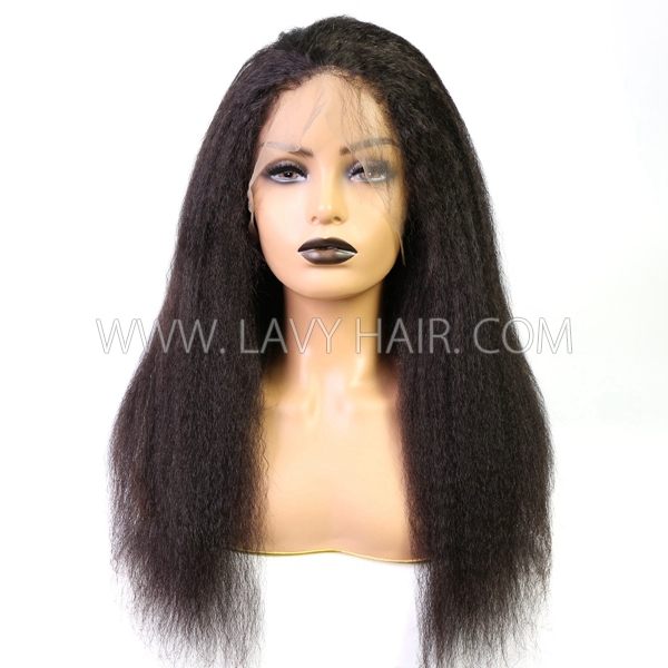 130% Density Full Lace Wigs Kinky Straight Human Hair Swiss Transparent Lace