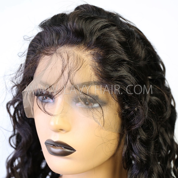130% Density Full Lace Wigs Natural Wave Human Hair Swiss Transparent Lace