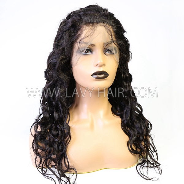 130% Density Full Lace Wigs Natural Wave Human Hair Swiss Transparent Lace