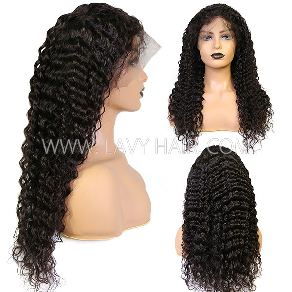 180% Density Ponytail Wig Bun Style 360 Lace Frontal Wigs HD Lace & Transparent Lace Deep Wave Human Hair Wet And Wavy