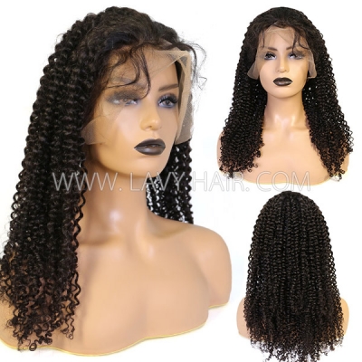 130% Density Deep Curly Glueless HD Lace and Transparent Lace 360 Lace Frontal Wigs Real Virgin Hair Ponytail Wig