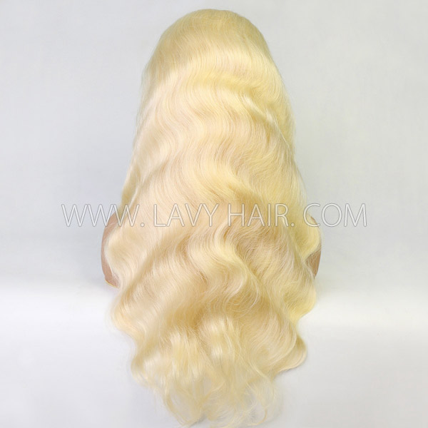 #613 Blonde 130% Density Blonde Full Lace Wigs Body Wave Human Hair Transparent Lace