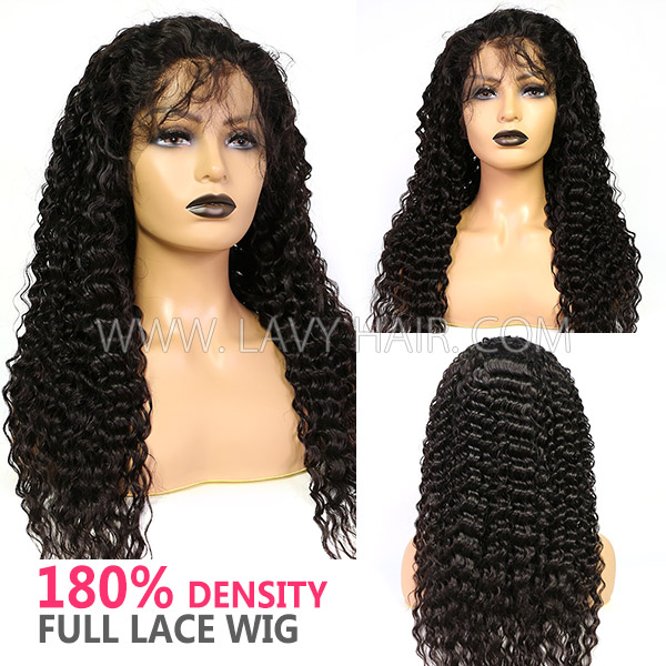 180% Density Full Lace Wigs Deep Wave Human Hair