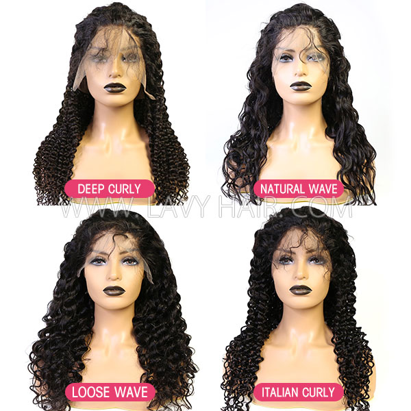 Transparent Lace 130% Density Full Lace Wigs Human Hair Natural Color