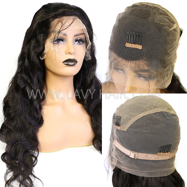 Transparent Lace 130% Density Full Lace Wigs Human Hair Natural Color