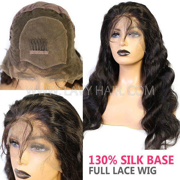 130% Density Silk Base Top Closure Full Lace Wigs Body Wave Human Hair