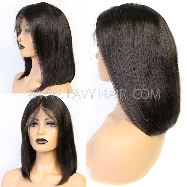 (All Texture Link)300% Density Thickness Short Bob Wig Blunt Cut Preplucked Glueless 100% Human hair Wear Go