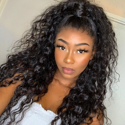 130% & 300%  Density U-part Wigs Deep Wave Human Hair （leave message if need left /right side u part）