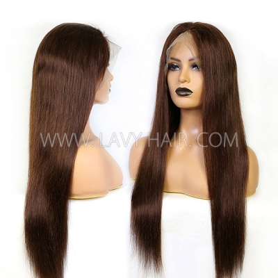 4# Chocolate Brown 130% Density Full Lace Wigs Straight Human Hair